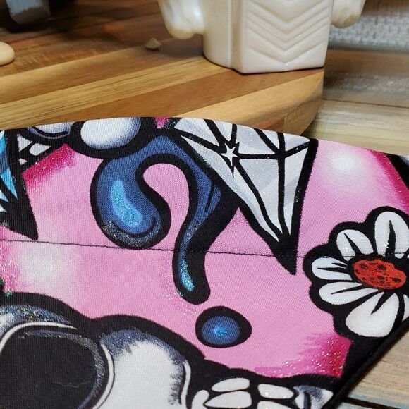 #4 Large 13.5" Glittery Skulls & Graffiti Dog Bandana Over Collar Handmade - Picture 4 of 4